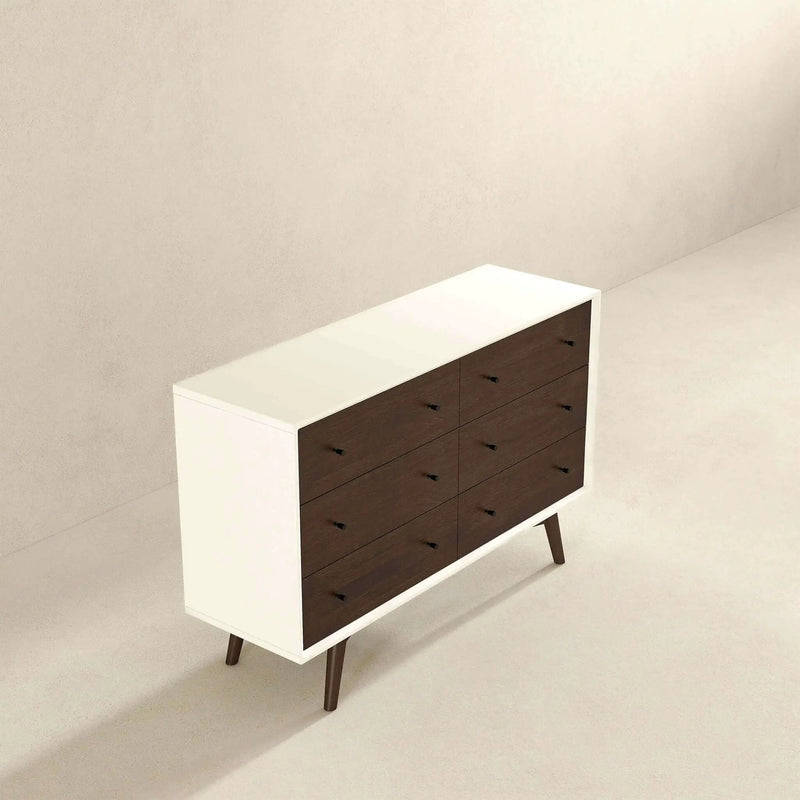 Dresser 6 Drawer - Dark Brown / White by Unique Piece Furniture