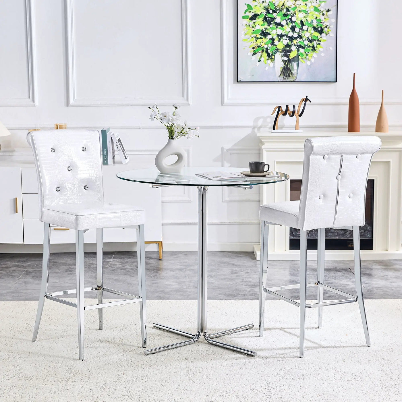 Bar Chairs & Crystal Clasp Design (Set of 2) by Unique Piece Furniture