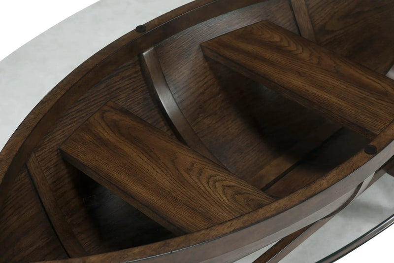 Beaufort - Oval Cocktail Table With Base And Glass Top - Dark Oak by Unique Piece Furniture
