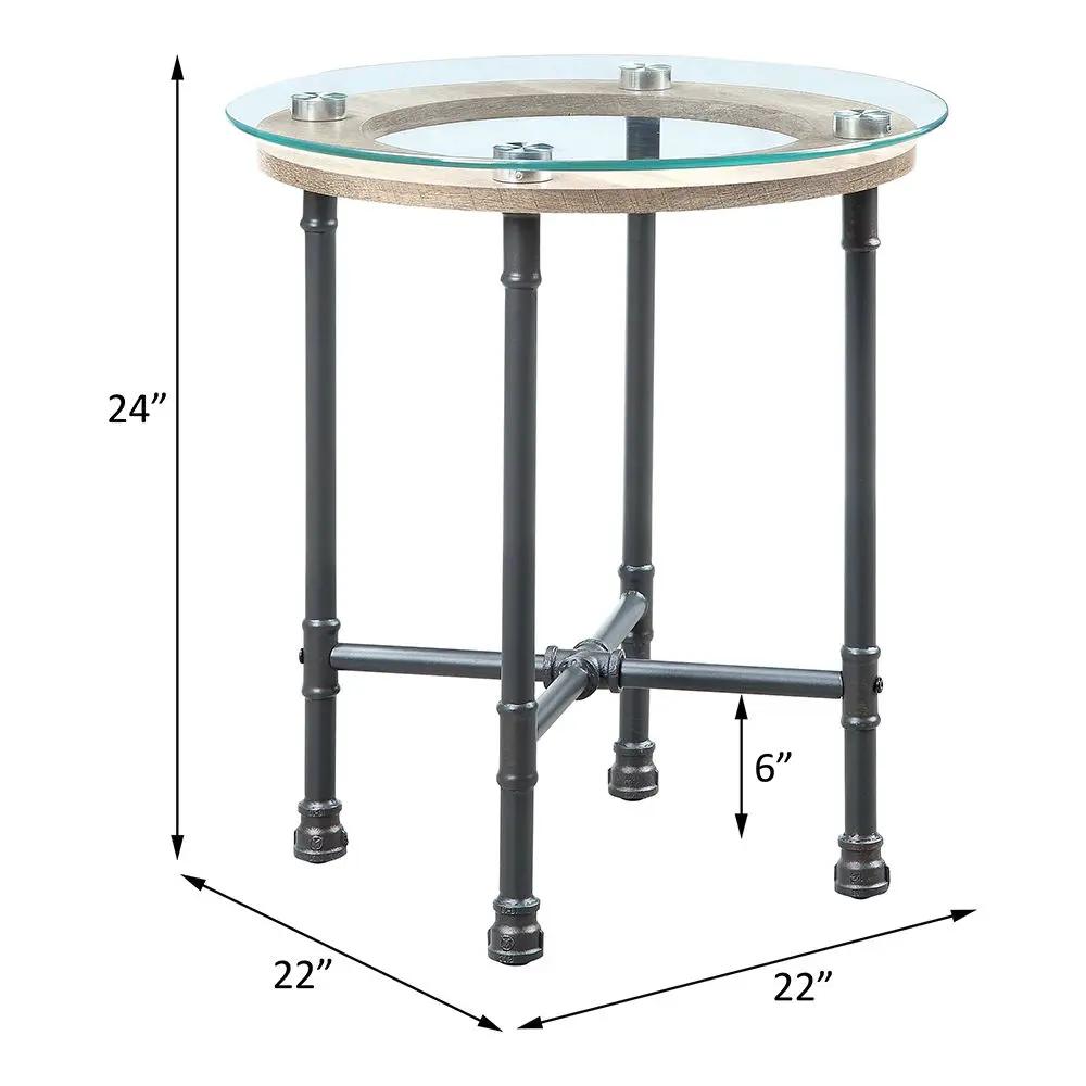 Brantley - End Table - Clear Glass & Sandy Gray by Unique Piece Furniture