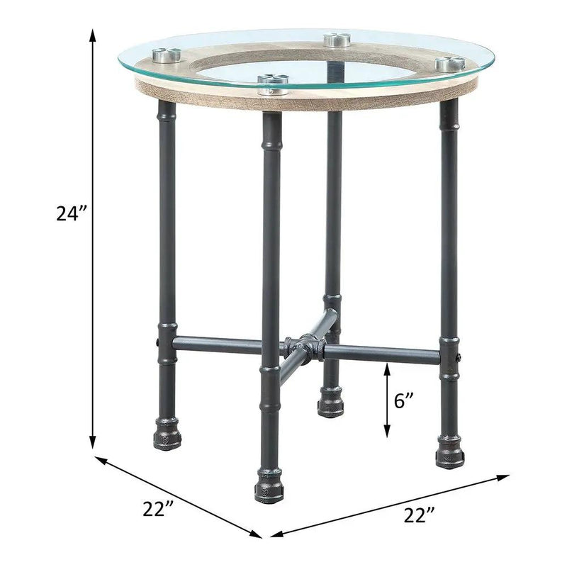 Brantley - End Table - Clear Glass & Sandy Gray by Unique Piece Furniture