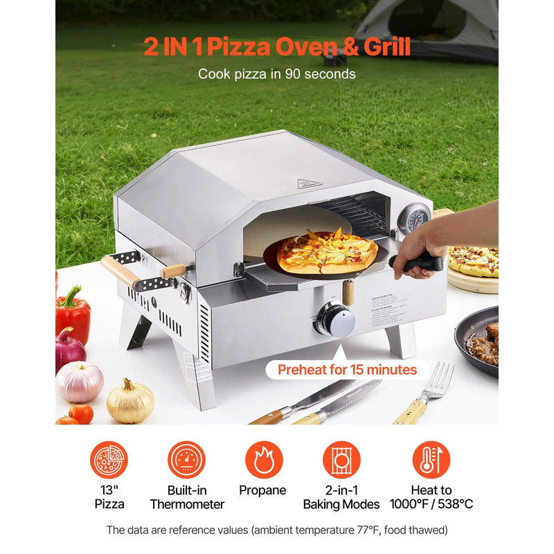Outdoor Pizza Oven, 13 in Gas Fired Pizza-Maker by HouseOfZazla