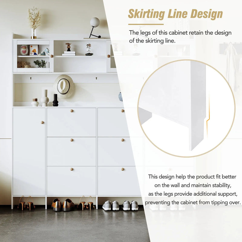 On Trend Multifunctional Tipping Bucket Shoe Cabinet With Storage Shelf & 6 Flip Drawers by Unique Piece Furniture