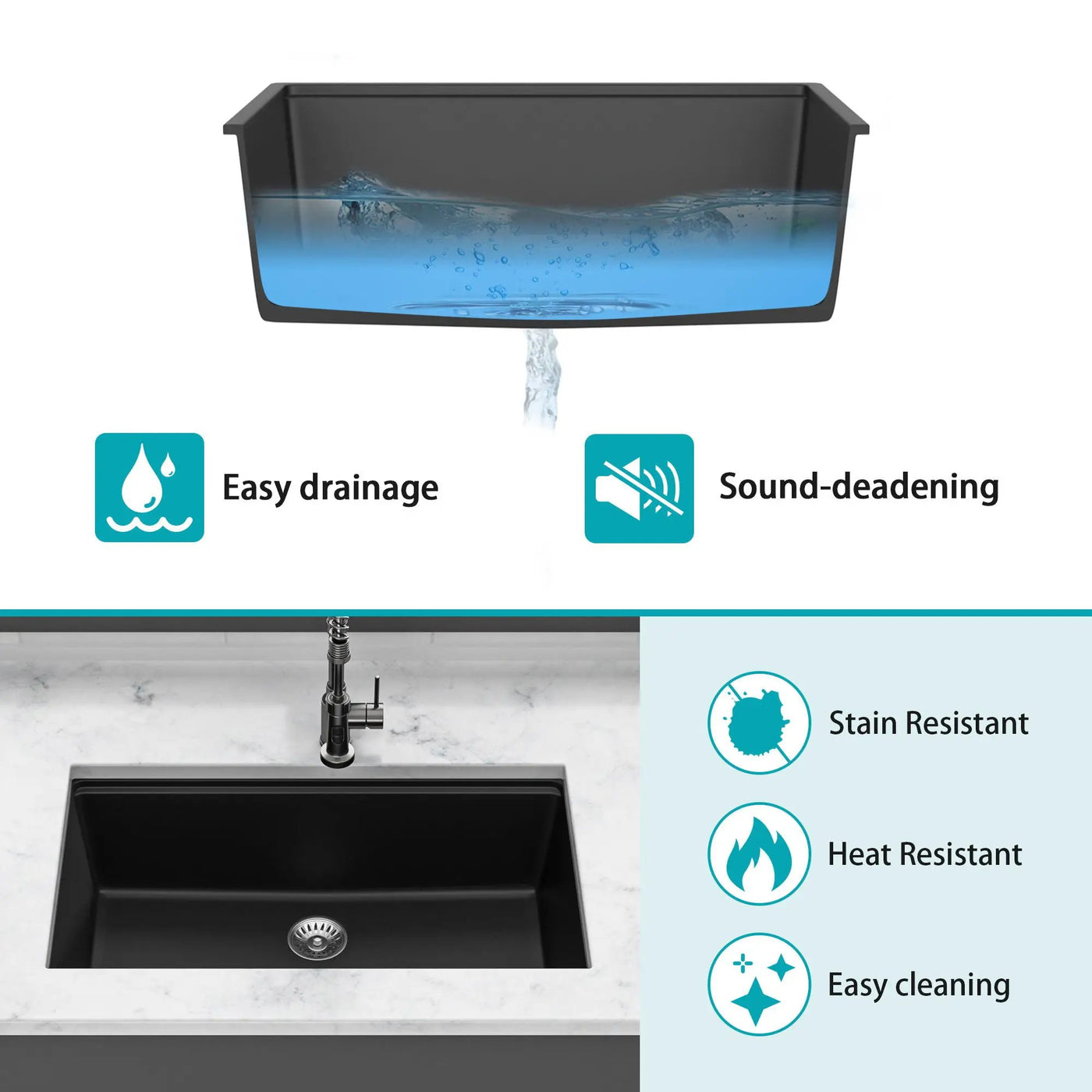 Quartz Kitchen Sink, Granite Composite Workstation Undermount by HouseOfZazla