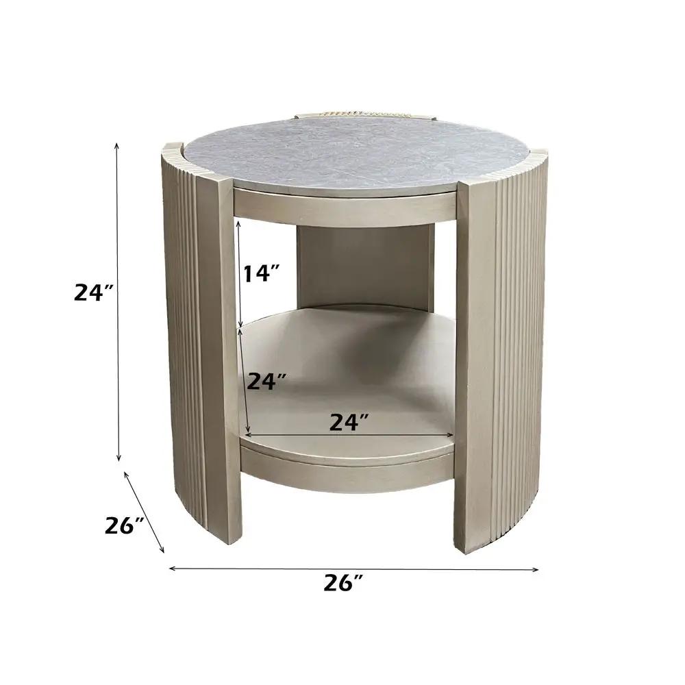 Kasa - End Table - Sintered Stone & Champagne by Unique Piece Furniture