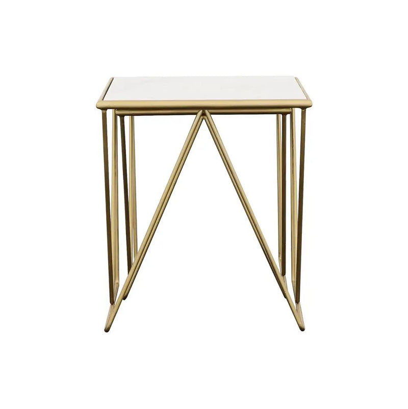 Bette 2-piece Marble Top Nesting Table Set White and Gold by Unique Piece Furniture