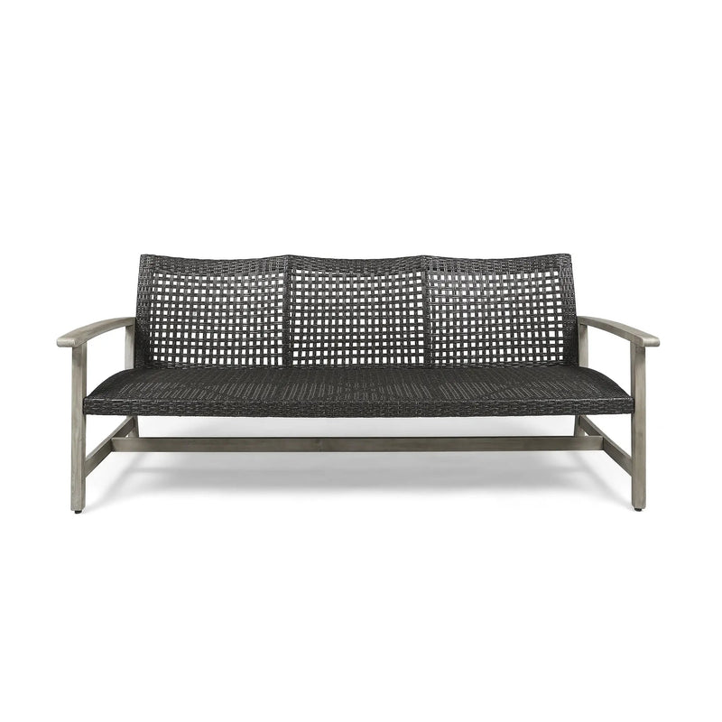Outdoor Acacia Wood Wicker 3 Seater Sofa by HouseOfZazla