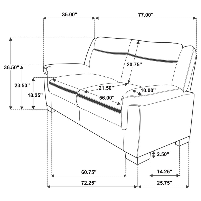 Arabella 2-piece Upholstered Padded Arm Sofa Set Grey by Unique Piece Furniture