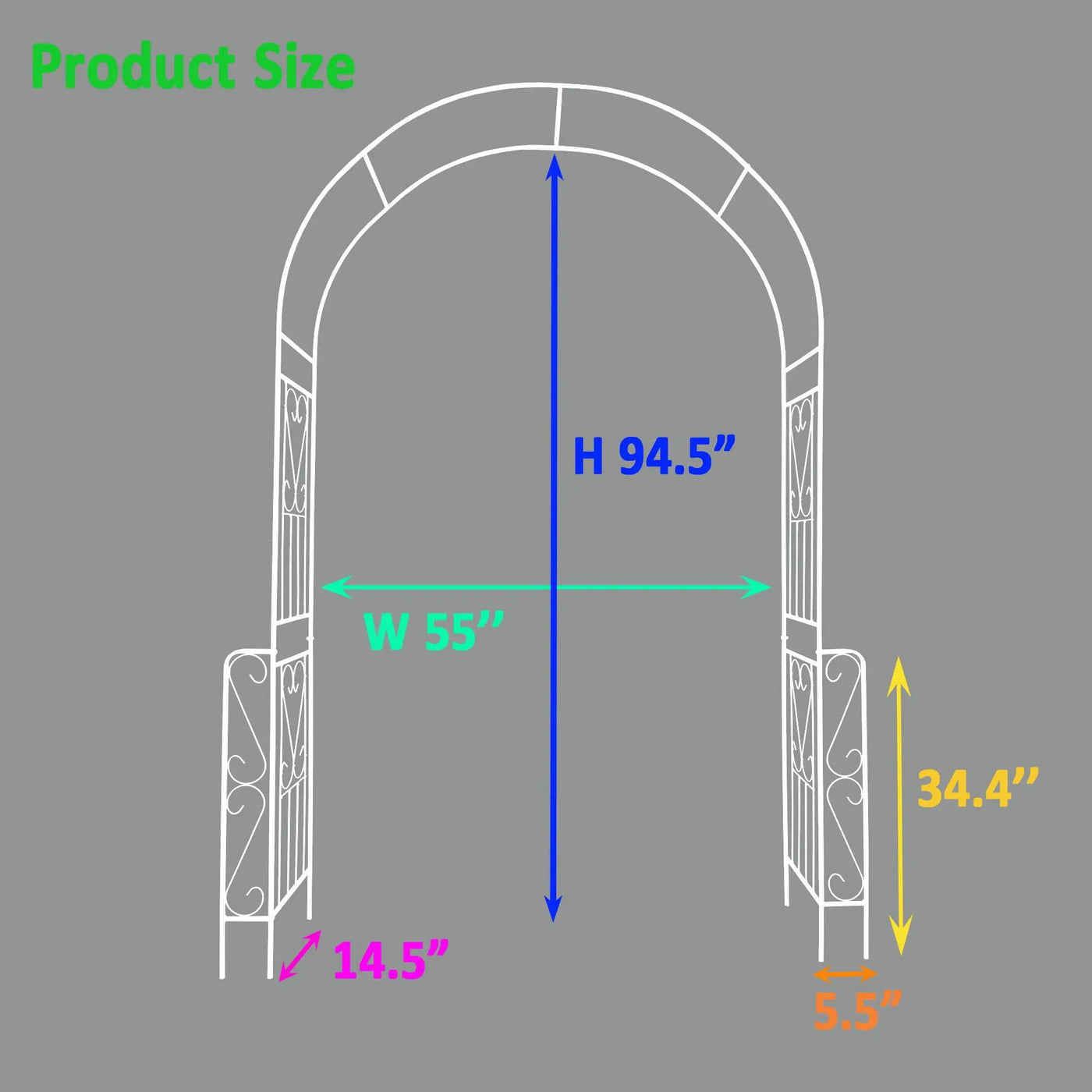 Metal Garden Arch Garden Arbor Trellis Climbing Plants Support Rose Arch Outdoor Arch by Unique Piece Furniture