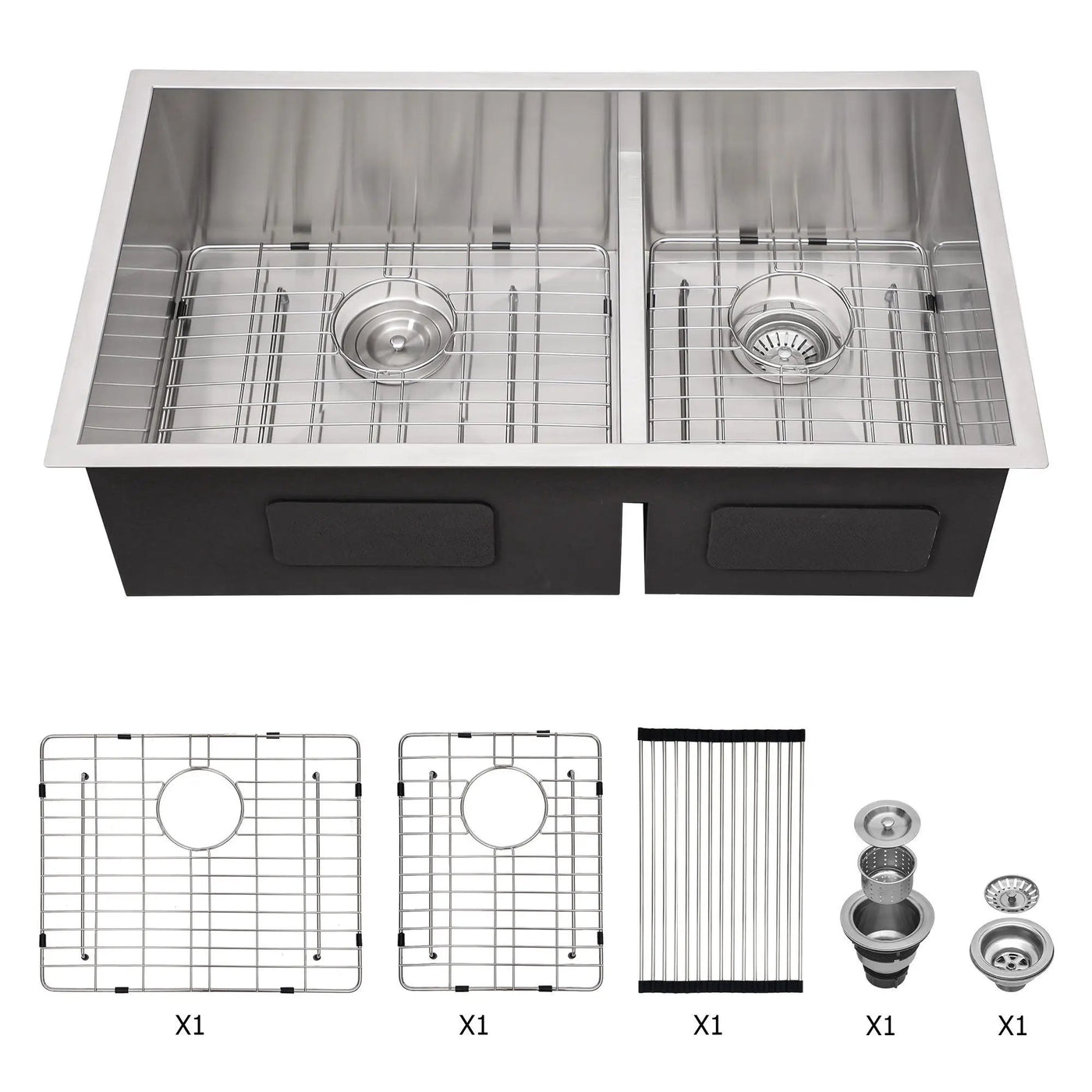 Modern Double Bowl Undermount Sink Design With 10" Deep Basins by HouseOfZazla