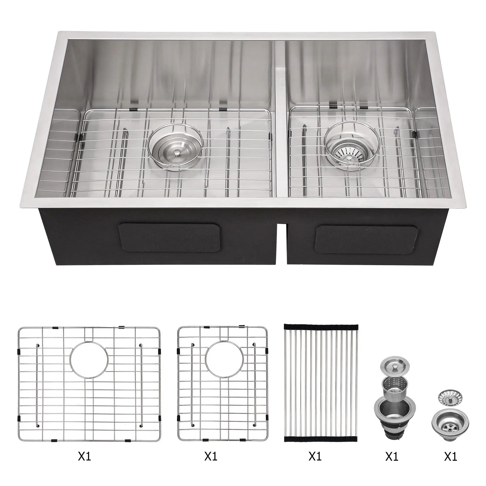 Modern Double Bowl Undermount Sink Design With 10" Deep Basins by HouseOfZazla