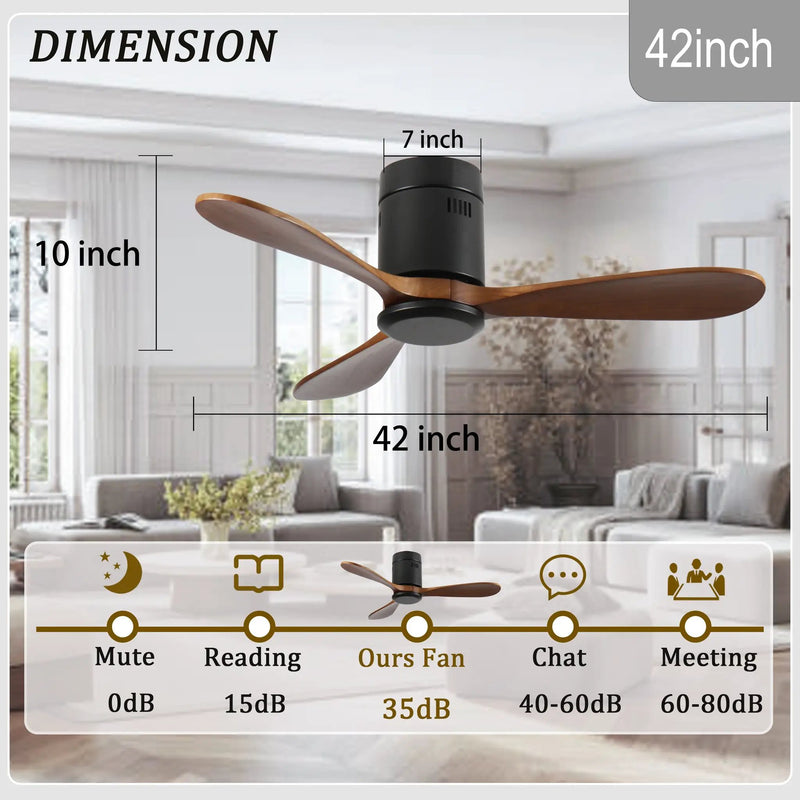 42-Inch Flush Mount Ceiling Fan Without Light by HouseOfZazla
