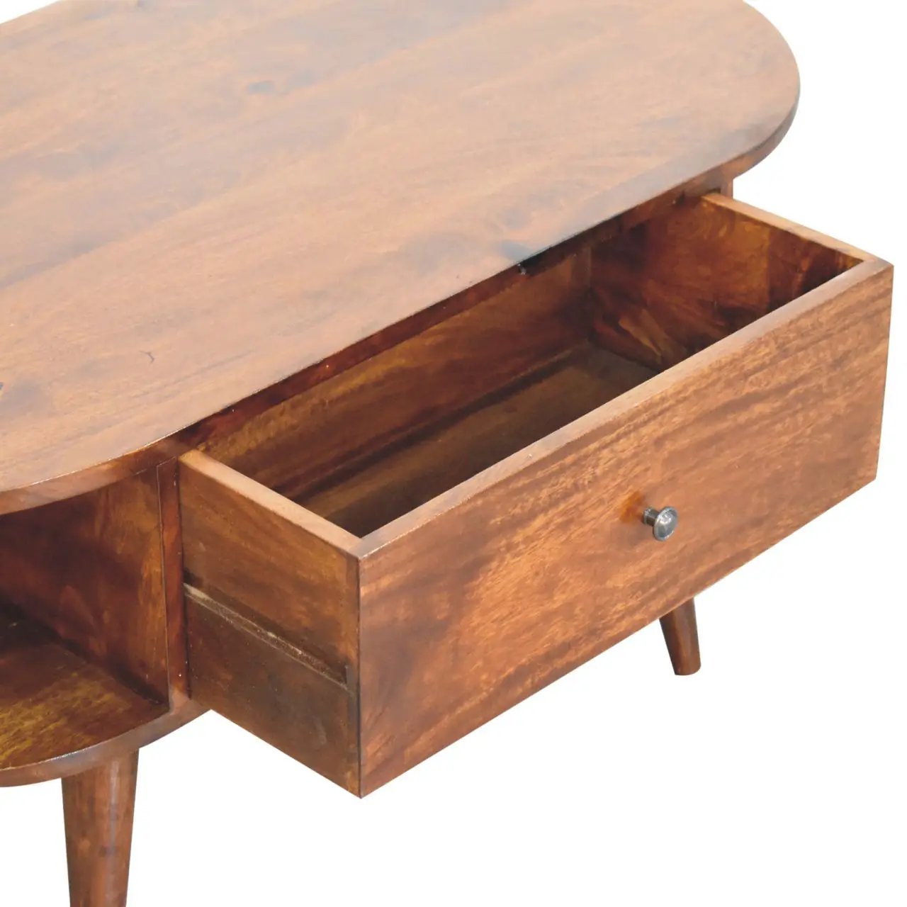 Oval Coffee Table With 1 Drawer - Chestnut by HouseOfZazla