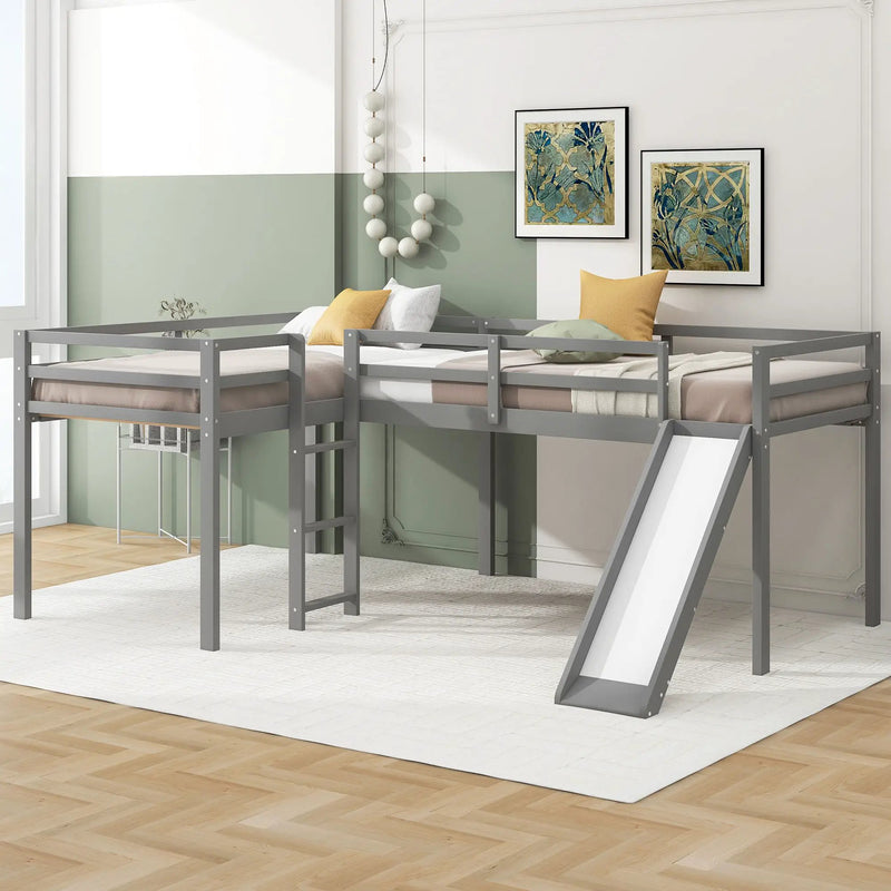 L Shaped Loft Bed With Ladder And Slide by Unique Piece Furniture