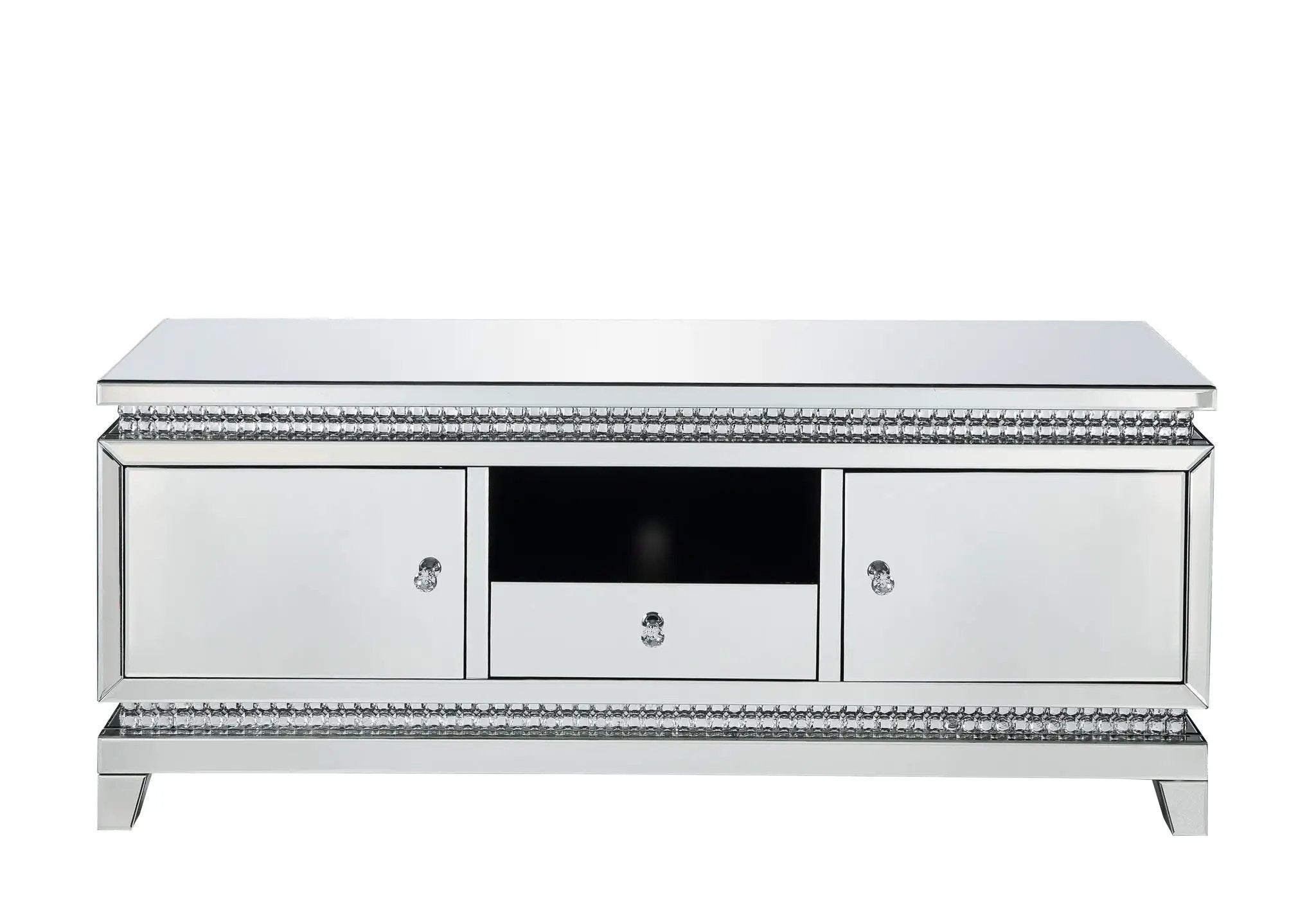 Lotus - TV Stand - Mirrored, Faux Ice Cube Crystals by Unique Piece Furniture