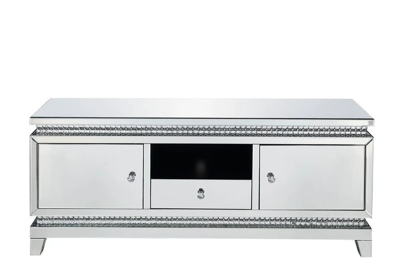 Lotus - TV Stand - Mirrored, Faux Ice Cube Crystals by Unique Piece Furniture