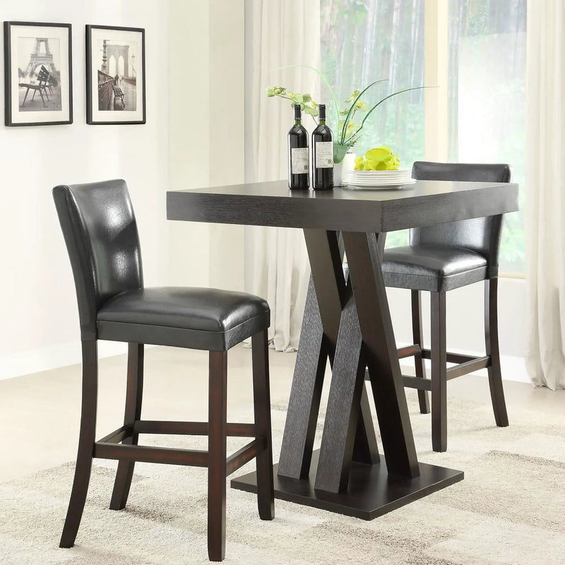 Double X Base Square Bar Table - Cappuccino by HouseOfZazla
