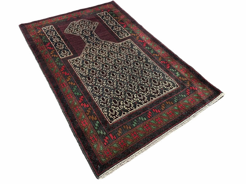 3x5 New Vintage Handmade Wool Rug Tribal Balouch Turkoman Prayer Rug Veggie Dyes by Jewel Rugs