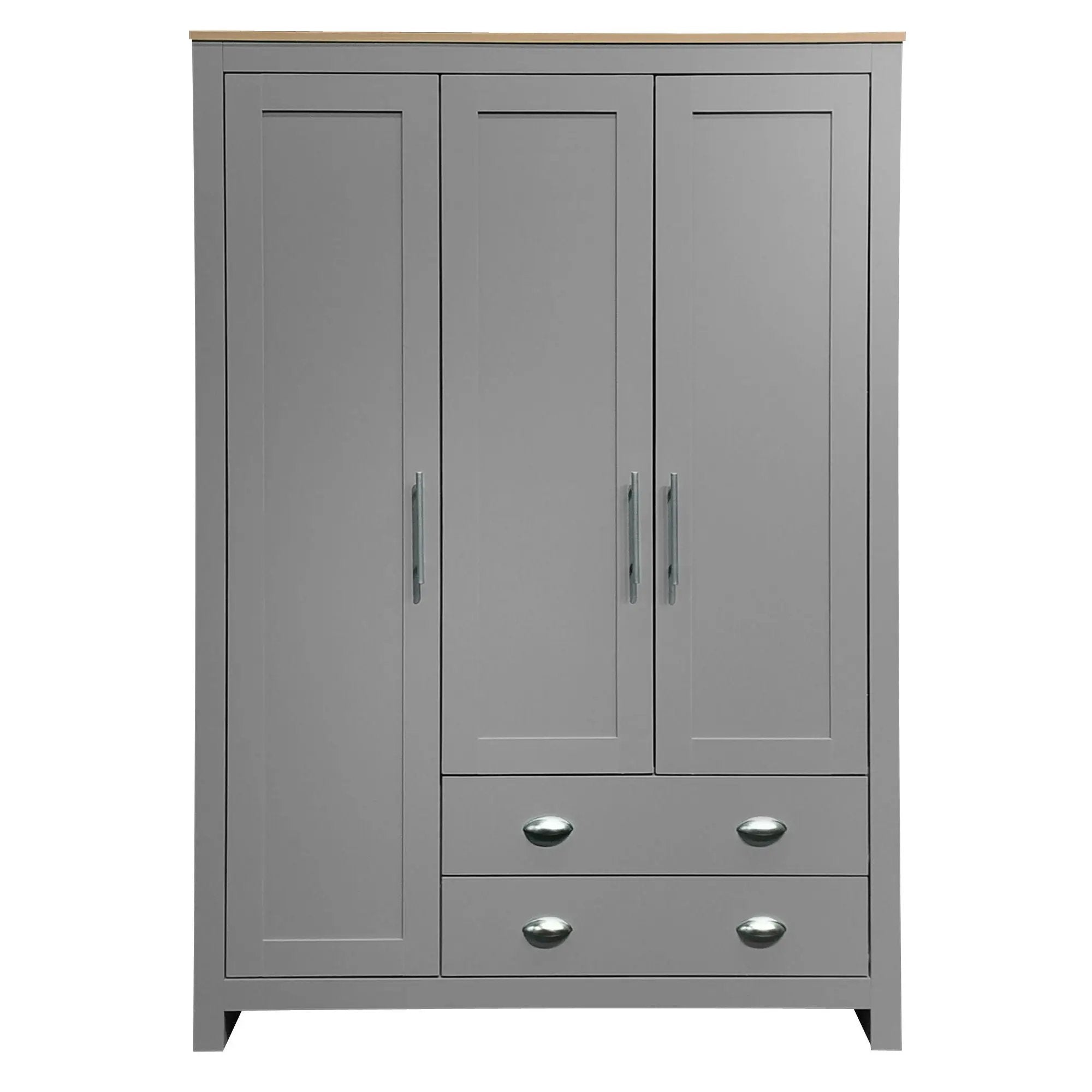 3 Door Storage Wardrobe With Cabinets And 2 Hanging Rods - Gray by HouseOfZazla