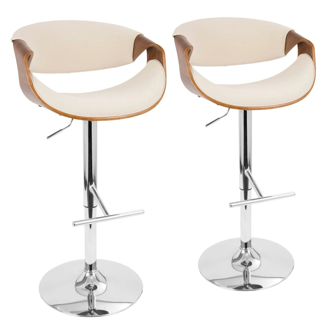 Curvo - Mid Century Modern Adjustable Barstool With Swivel With Straight T Footrest by Unique Piece Furniture