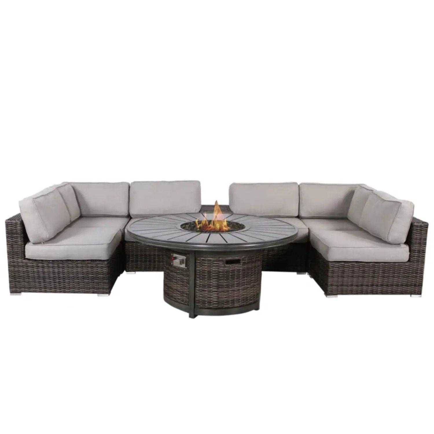 Rattan Patio Set With Comfortable Cushions And Fire Pit by HouseOfZazla