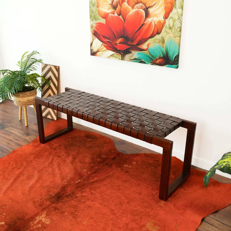 Christina - Bench - Cognac / Dark Brown / Tan by HouseOfZazla