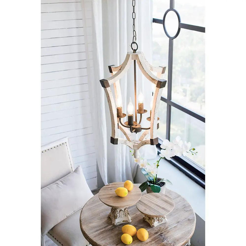 4 Light Chandelier, Hanging Light Fixture With Adjustable Chain For Kitchen, Bulb Not Included - Cream by Unique Piece Furniture