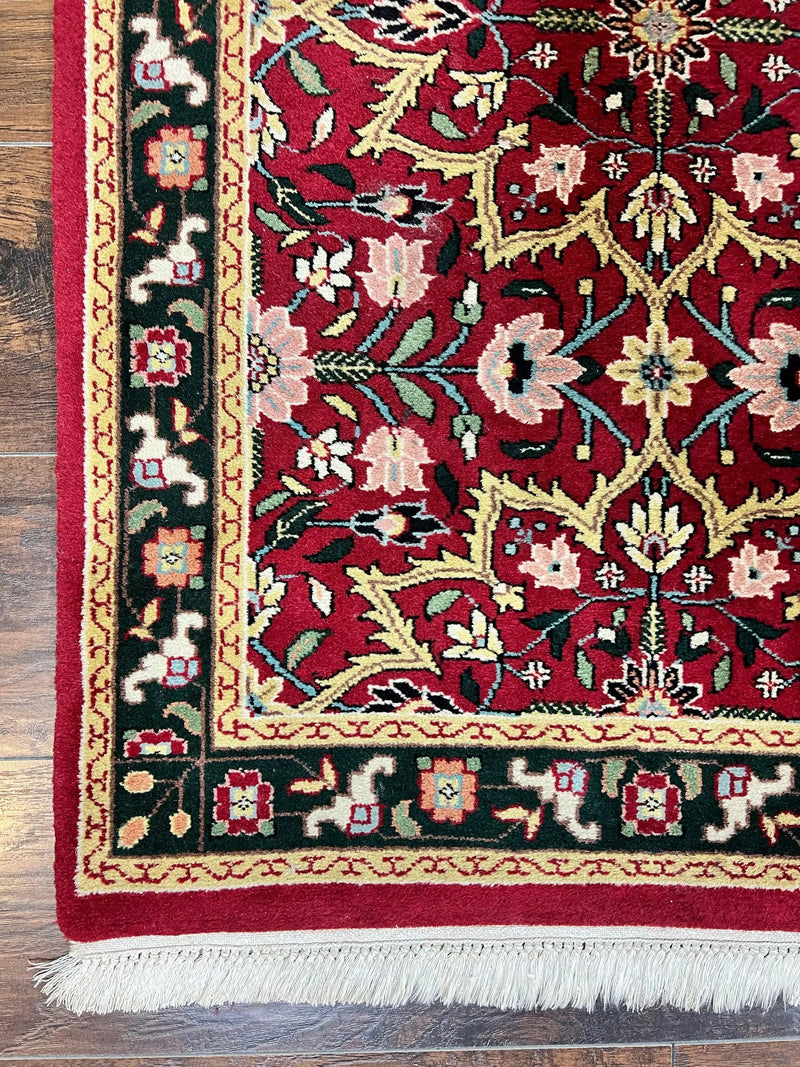 Indo Persian Runner Rug 2.6 x 10, Floral Hand Knotted Wool Hallway Rug, Red by Jewel Rugs