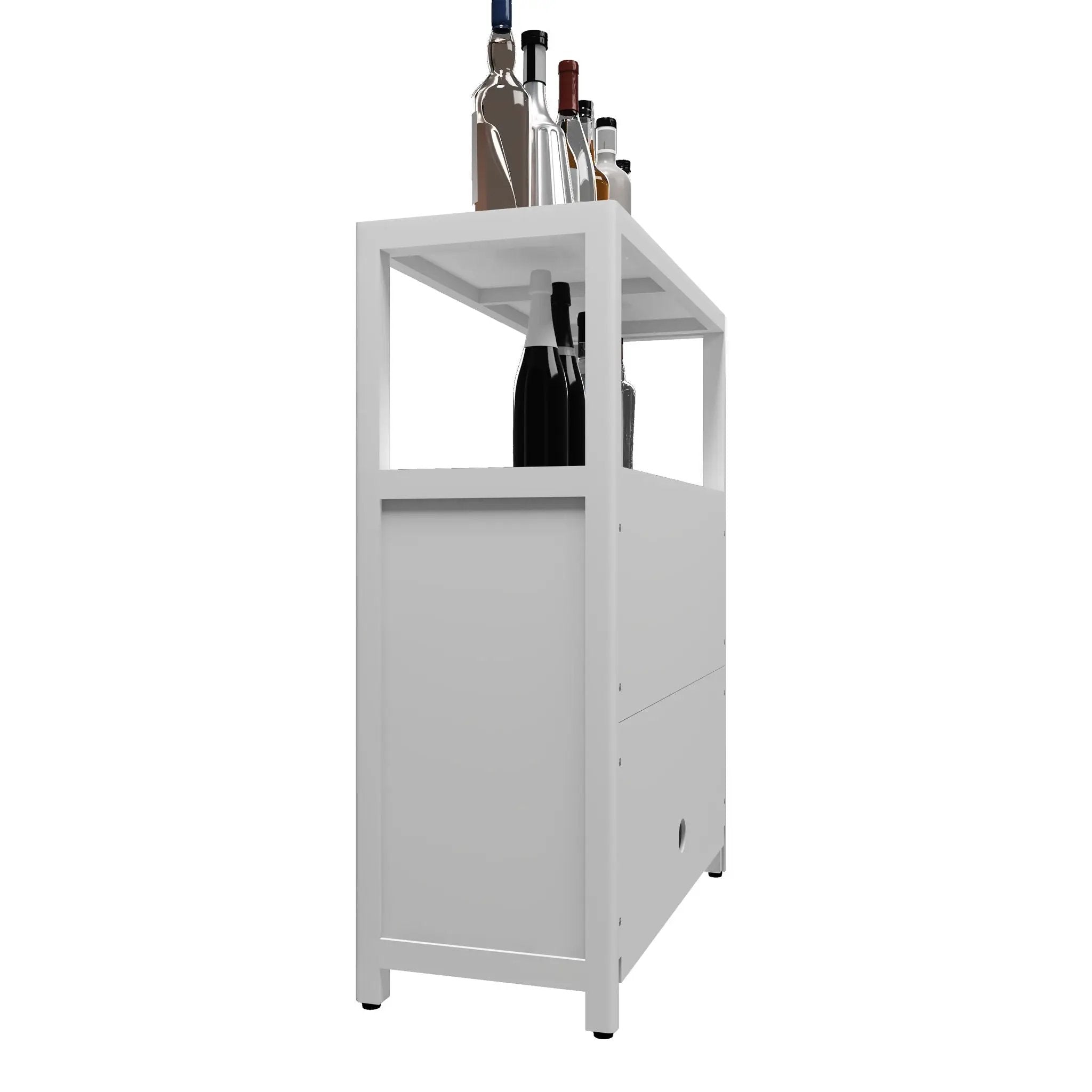 Bamboo Large Capacity Storage Cabinet With Shelves For Bathroom And Living Room - White by HouseOfZazla