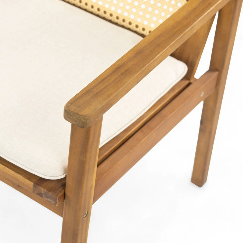 Preston Outdoor Dining Chair With Cushion Set of 2 - Teak / Beige by HouseOfZazla