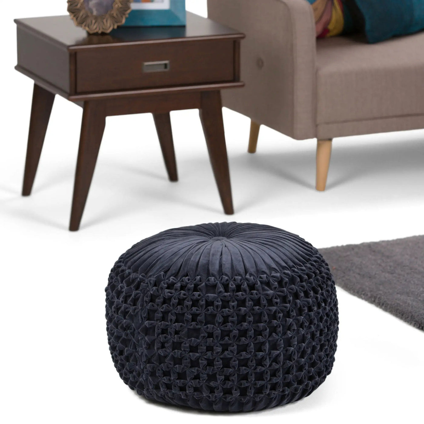 Renee - Handcrafted Round Pouf by HouseOfZazla