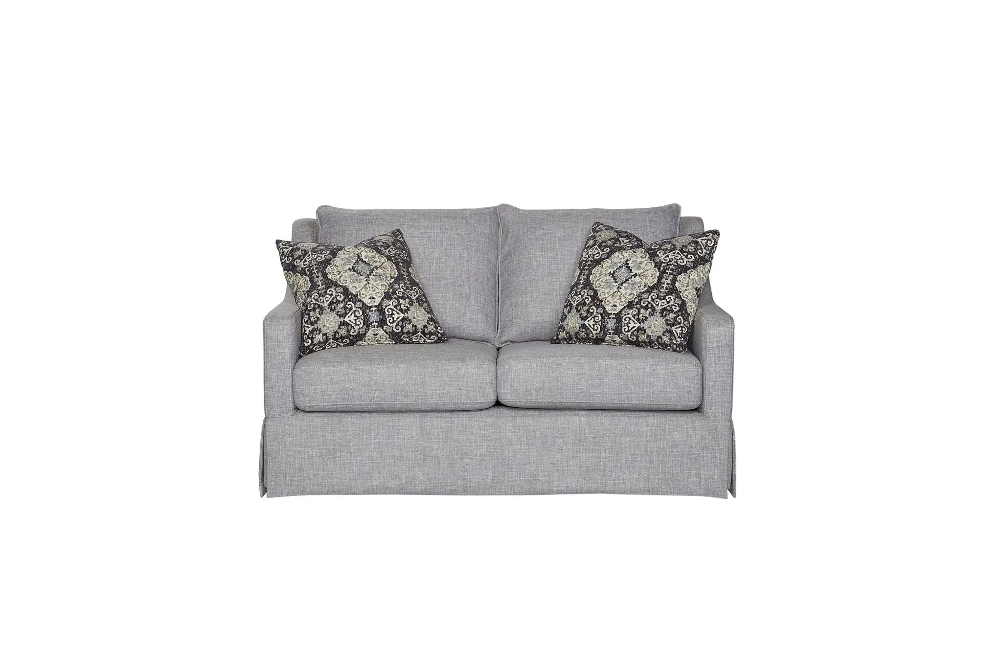 Loveseat With Skirt And Reversable Cushions And 2 Pillows - Light Gray by Unique Piece Furniture
