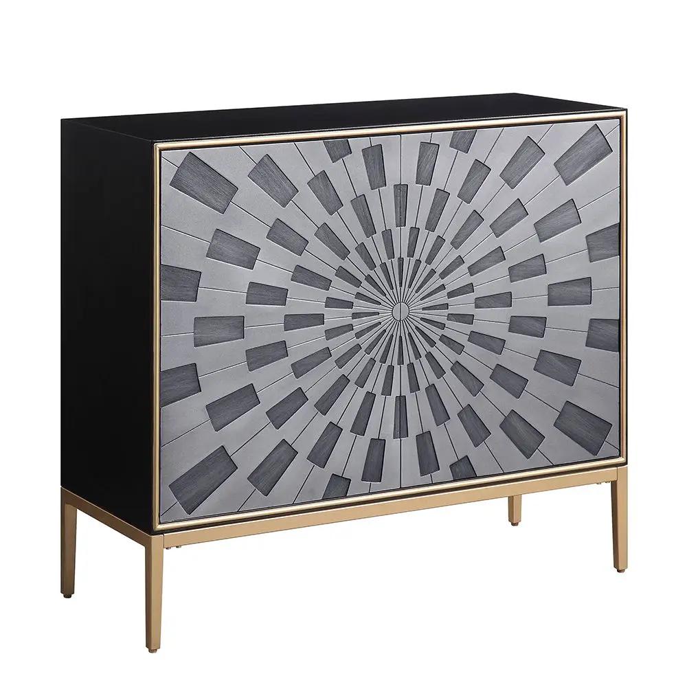 Quilla - Console Cabinet - Black, Gray & Brass by Unique Piece Furniture