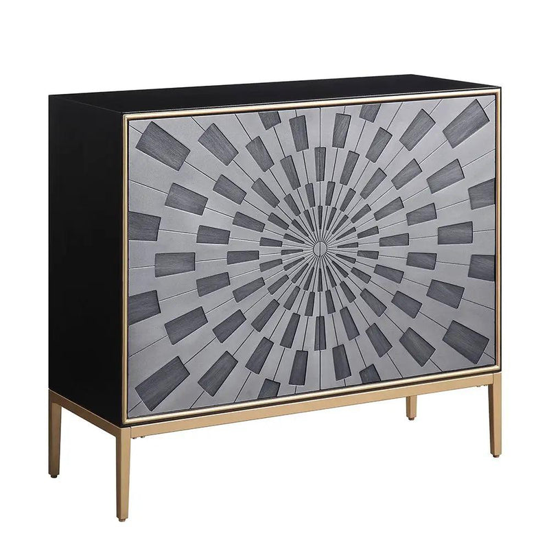Quilla - Console Cabinet - Black, Gray & Brass by Unique Piece Furniture
