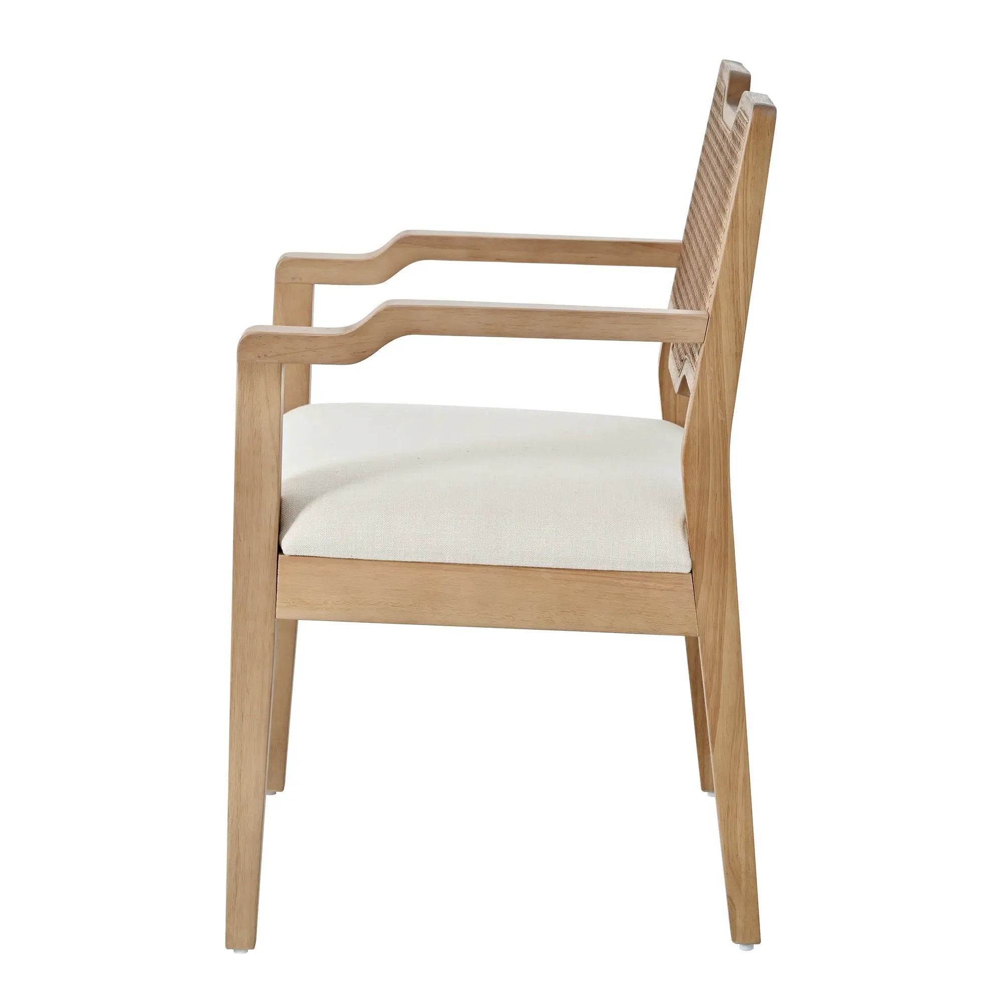 Farmhouse Dining Chairs Set of 2 with Upholstered Seats and Rattan Backrest by HouseOfZazla
