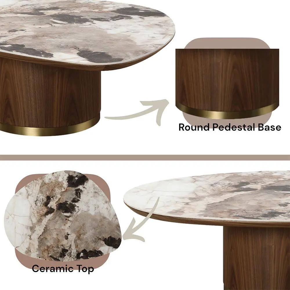 Willene - Coffee Table With Ceramic Top - Ceramic Top & Walnut by Unique Piece Furniture