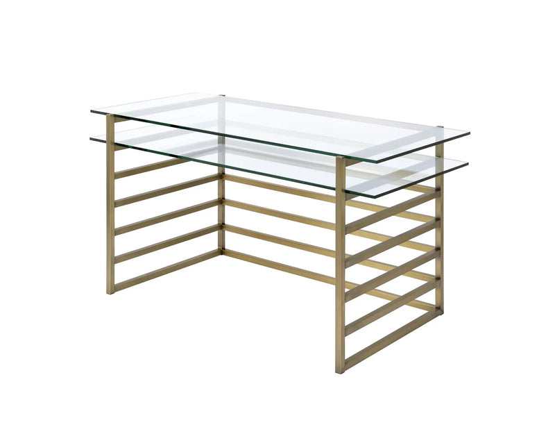 Shona Clear Glass Top & Antique Desk by HouseOfZazla