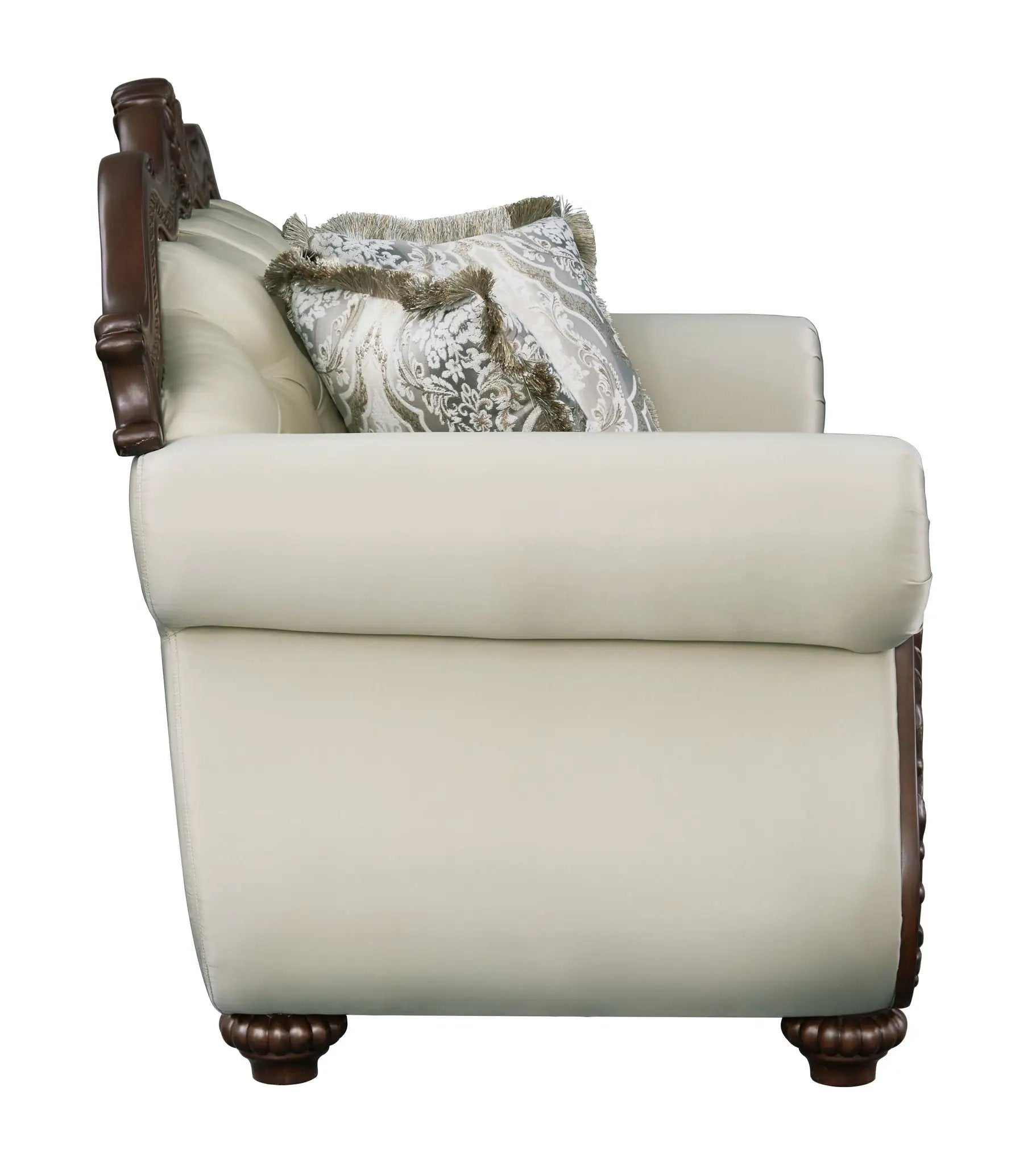 Pierce Loveseat With 3 Pillows - Beige / Cherry by HouseOfZazla