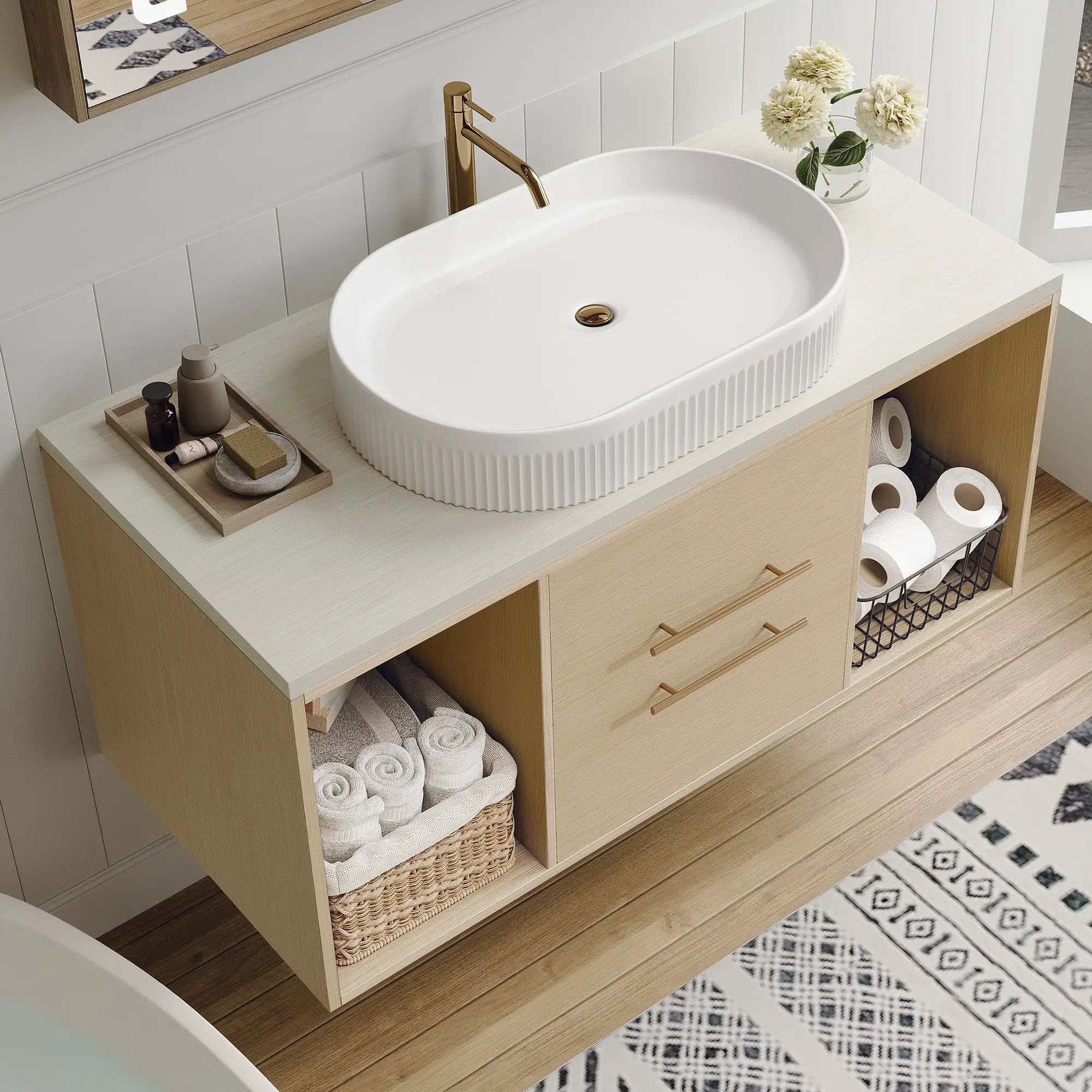 Modern 39.3 Wall-Mounted Bathroom Vanity with Ceramic Sink by HouseOfZazla