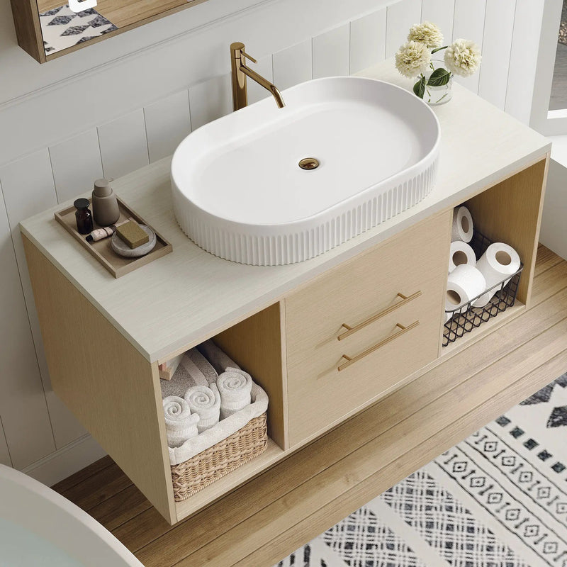 Modern 39.3 Wall-Mounted Bathroom Vanity with Ceramic Sink by HouseOfZazla