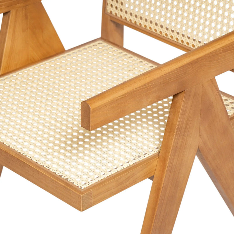 Chandigarh Arm Dining Chair With Natural Cane Design (Set of 2) by HouseOfZazla