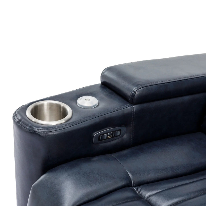 270° Power Swivel Recliner Home Theater Chair With Hidden Arm Storage, LED Light, Cup Holder, And Tray Table by HouseOfZazla