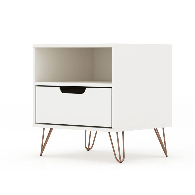 Rockefeller - Nightstand With 1 Drawer - White by HouseOfZazla