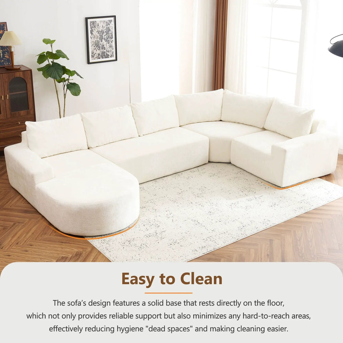 U-Shaped Oversized Modular Cloud Sectional Sofa With Deep Seat For Living Room by Unique Piece Furniture