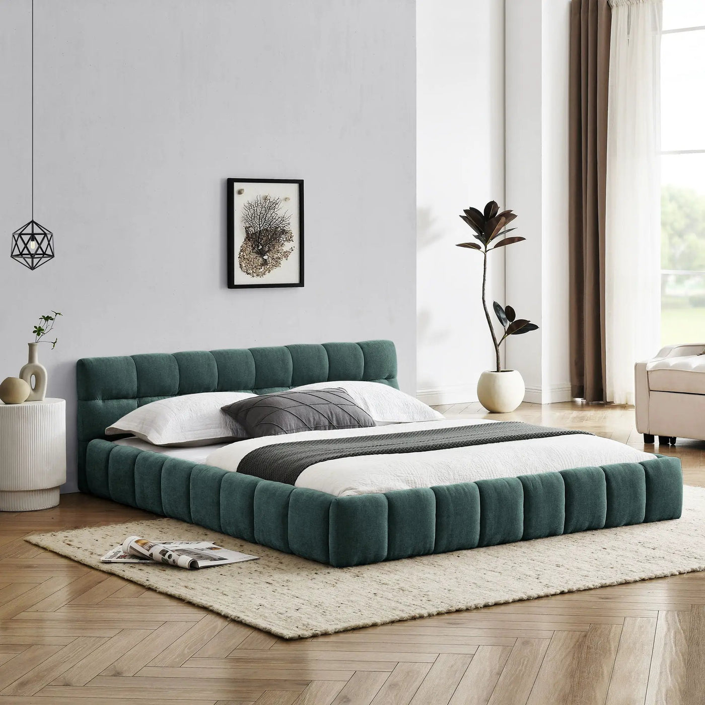 Modern Platform Bed Frame With Thick Fabric by Unique Piece Furniture
