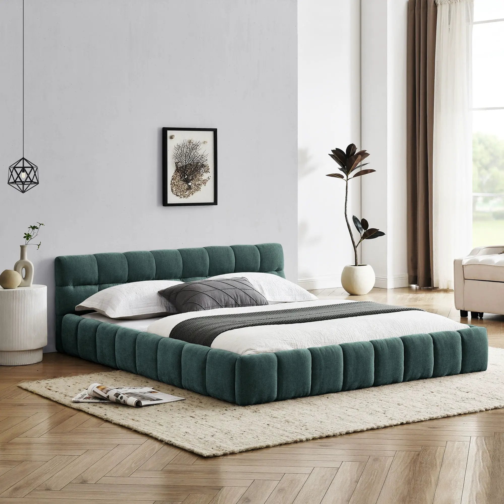 Modern Platform Bed Frame With Thick Fabric by Unique Piece Furniture