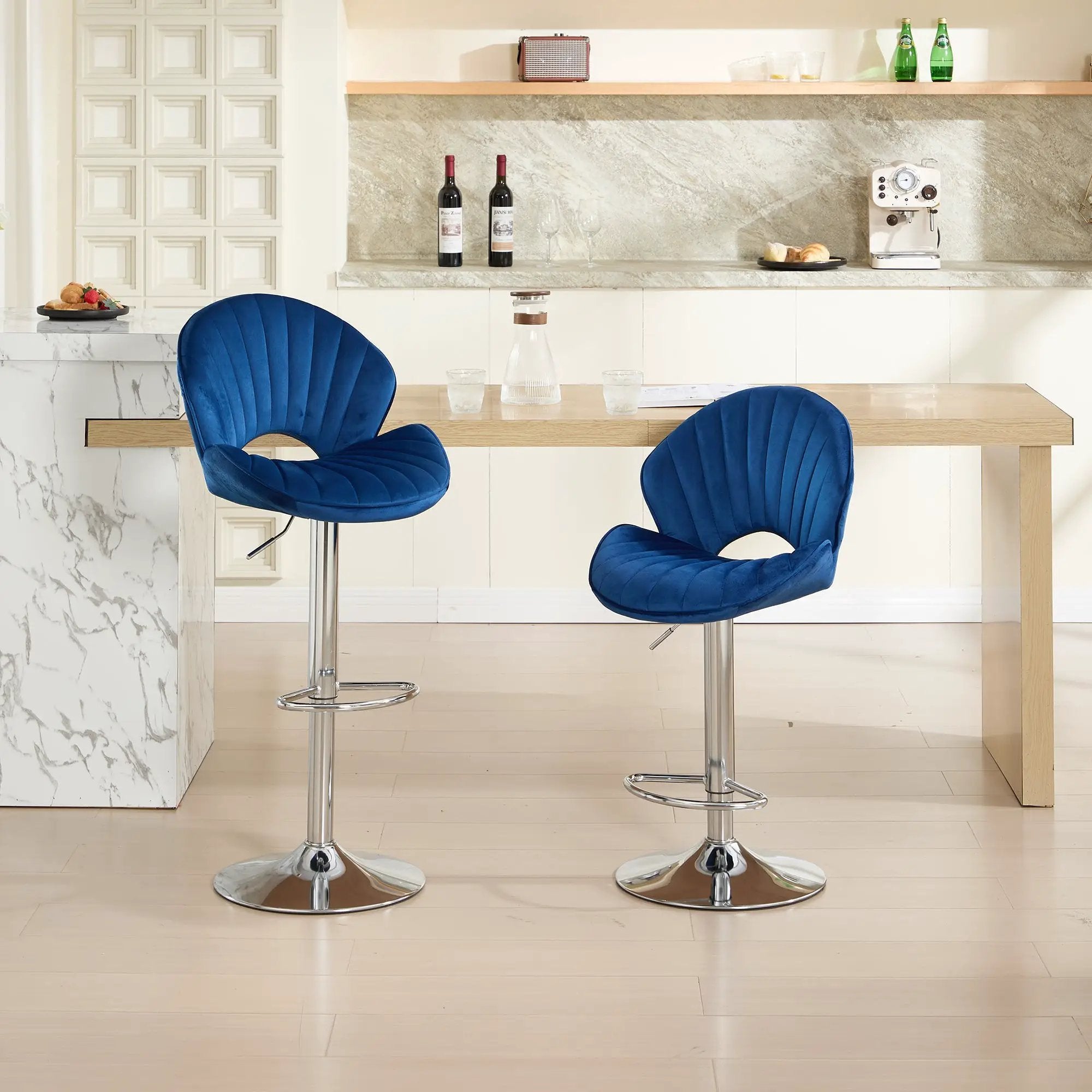 Bar Stools Set of 2 - Adjustable Barstools with Back and Footrest by HouseOfZazla