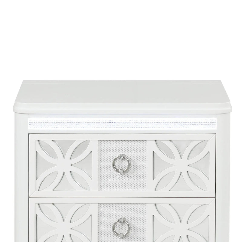 Abigale - 2 Drawer Nightstand With LED - White by HouseOfZazla