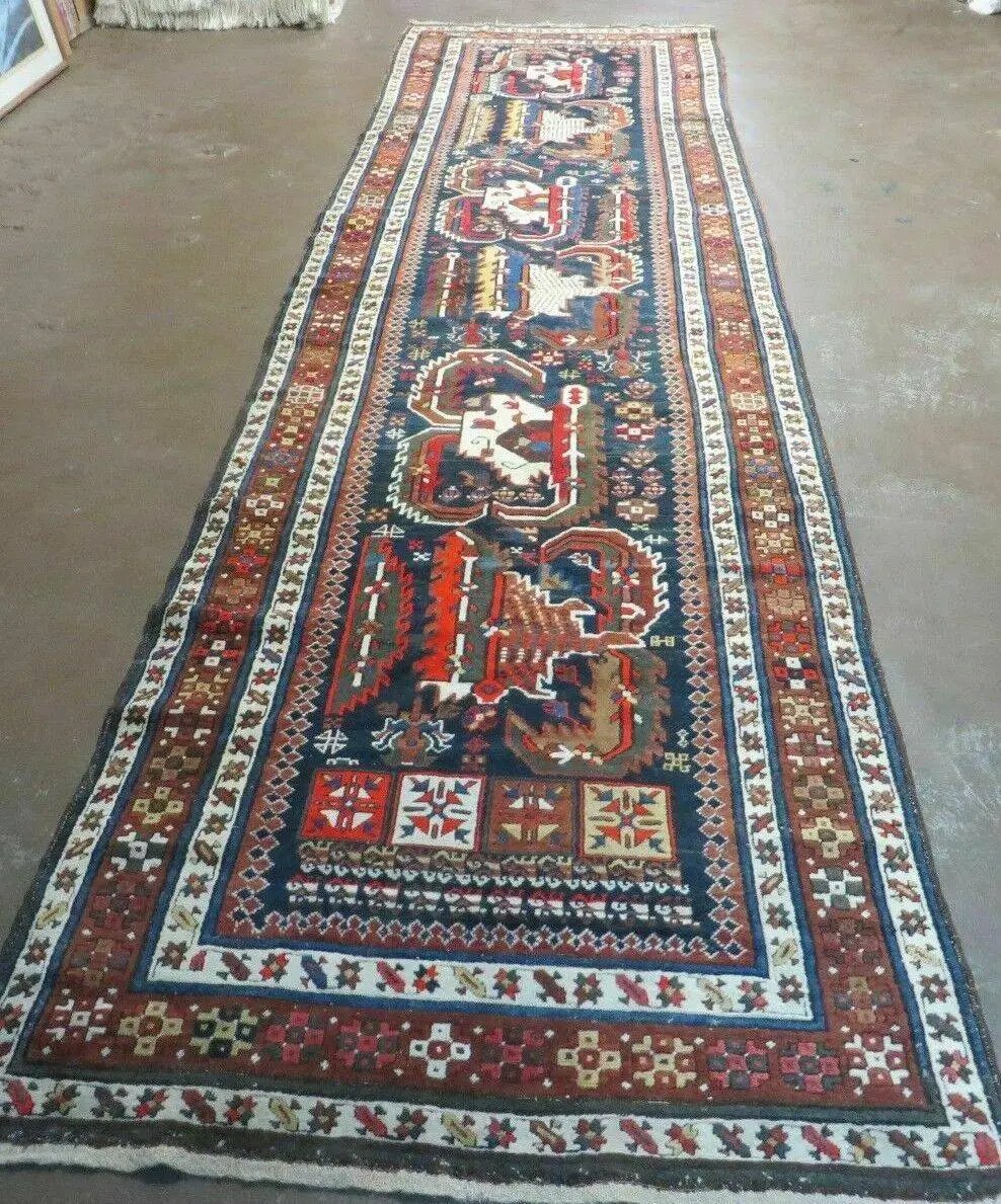 3' 7" X 14' Antique Handmade Caucasian Wool Rug Carpet Nice by Jewel Rugs