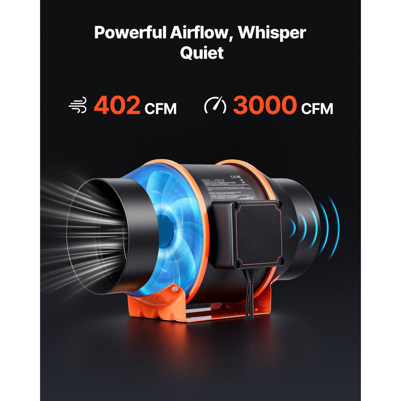 Inline Duct Fan with 402 CFM and 3-Speed Circulation by HouseOfZazla